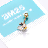 Detail View 3 of Golden Adorable Honey Bee Sparkle Cartilage Tragus Barbell Stud-Clear Gem