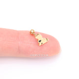 Detail View 2 of Golden Puppy Dog with Black Heart Accent Cartilage Tragus Barbell Stud