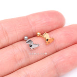 Detail View 3 of Golden Puppy Dog with Black Heart Accent Cartilage Tragus Barbell Stud