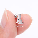 Detail View 2 of Puppy Dog with Black Heart Accent Cartilage Tragus Barbell Stud