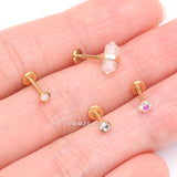 Detail View 2 of 4 Pcs of Assorted Golden Gemstone Crystal Internally Threaded Labret Package