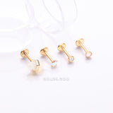 Detail View 1 of 4 Pcs of Assorted Golden Gemstone Crystal Internally Threaded Labret Package