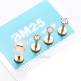 Detail View 4 of 4 Pcs of Assorted Golden Gemstone Crystal Internally Threaded Labret Package