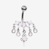 Brilliant Marquise Tiara Dangle Sparkle Tiered Belly Button Ring