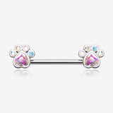 A Pair of Sparkle Adorable Paws Nipple Barbell