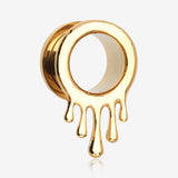 A Pair of Golden Dripping Ooze Steel Screw-Fit Tunnel Plug