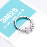 Detail View 4 of Brilliant Sparkle Marquise Floral Wreath Clicker Hoop Ring-Clear Gem