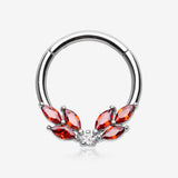 Brilliant Sparkle Marquise Floral Wreath Clicker Hoop Ring