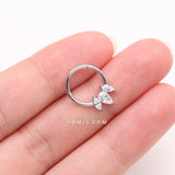 Detail View 3 of Brilliant Sparkle Teardrop Marquise Drop Clicker Hoop Ring-Clear Gem