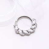 Detail View 2 of Brilliant Sparkle Marquise Weave Wreath Clicker Hoop Ring-Clear Gem