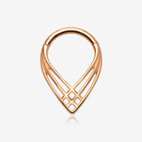 Rose Gold Triple Cross Weave Clicker Hoop Ring