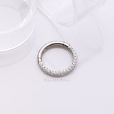Detail View 1 of Implant Grade Titanium Brilliant Sparkle Pave Encircle Clicker Hoop Ring