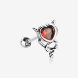 Tailed Devil's Heart Sparkle Cartilage Barbell Earring