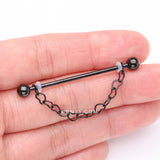Detail View 2 of Blackline Adorable Chained Hollow Heart Dangle Industrial Barbell