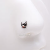 Detail View 1 of Blackline Spider Sparkle L-Shaped Nose Ring-Red