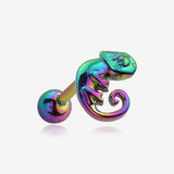 Colorline Chameleon Top Cartilage Tragus Barbell Earring-Rainbow/Multi-Color