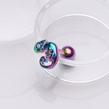 Detail View 1 of Colorline Chameleon Top Cartilage Tragus Barbell Earring-Rainbow/Multi-Color