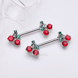 Detail View 1 of A Pair of Luscious Cherry Sparkle Fruit Nipple Barbell