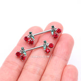 Detail View 2 of A Pair of Luscious Cherry Sparkle Fruit Nipple Barbell