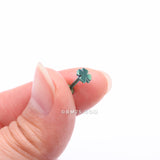 Detail View 2 of Colorline Lucky Charm Clover Top Internally Threaded Labret Flat Back Stud-Green