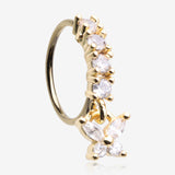 Golden Butterfly Marquise Sparkle Dangle Multi-Gem Lined Bendable Hoop Ring