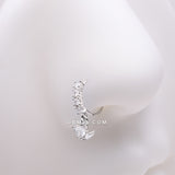 Detail View 1 of Trefoil Marquise Floral Sparkle Dangle Multi-Gem Lined Bendable Hoop Ring-Clear Gem