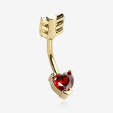 Golden Cupid's Arrow Heart Sparkle Belly Button Ring