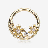 Golden Flower Garden Sparkle Bendable Hoop Ring