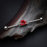 Detail View 1 of Vintage Red Rose Industrial Barbell-Red