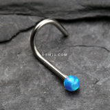 Fire Opal Steel Nose Screw Ring-Blue