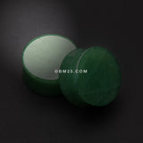 Detail View 1 of A Pair of Jade Aventurine Stone Double Flared Ear Gauge Plug-Green