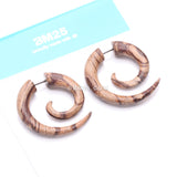 Detail View 4 of A Pair of Batik Wood Fake Spiral Hanger Earring
