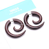 Detail View 4 of A Pair of Dark Tamarind Wood Fake Spiral Hanger Earring