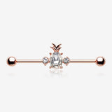 Rose Gold Adorable Pineapple Sparkle Industrial Barbell