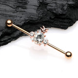 Detail View 1 of Rose Gold Adorable Pineapple Sparkle Industrial Barbell-Clear Gem