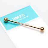 Detail View 2 of Golden Sparkle Lined Gems Industrial Barbell-Clear Gem