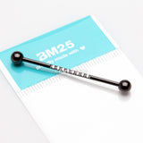 Detail View 2 of Blackline Sparkle Lined Gems Industrial Barbell-Clear Gem