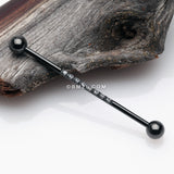 Detail View 1 of Blackline Sparkle Lined Gems Industrial Barbell-Clear Gem