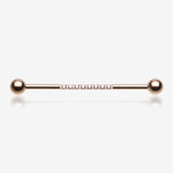 Rose Gold Sparkle Lined Gems Industrial Barbell-Clear Gem