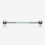 Colorline Sparkle Lined Gems Industrial Barbell-Clear Gem