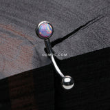 Detail View 1 of Fire Opal Press Fit Sparkle Curved Barbell-Purple Opal