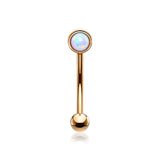 Rose Gold Fire Opal Press Fit Sparkle Curved Barbell-White Opal
