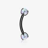 Blackline Fire Opal Claw Prong Set Sparkle Internally Threaded Curved Barbell