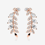 A Pair of Rose Gold Leaf Vine Sparkle Journey Ear Climber Earring