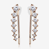 A Pair of Rose Gold Brilliant Sparkle Journey Ear Climber Earring