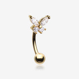 Golden Butterfly Glam Prong Set Sparkle Curved Barbell