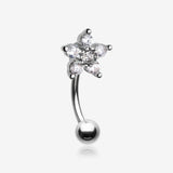 Glistening Flower Sparkle Curved Barbell-Clear Gem