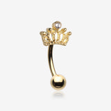 Golden Emperor Crown Sparkle Curved Barbell