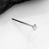 Detail View 1 of 14 Karat White Gold Prong Set Sparkle Fishtail Nose Ring-Clear Gem