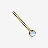 14 Karat Gold Bezel Set Fire Opal Fishtail Nose Ring-White
